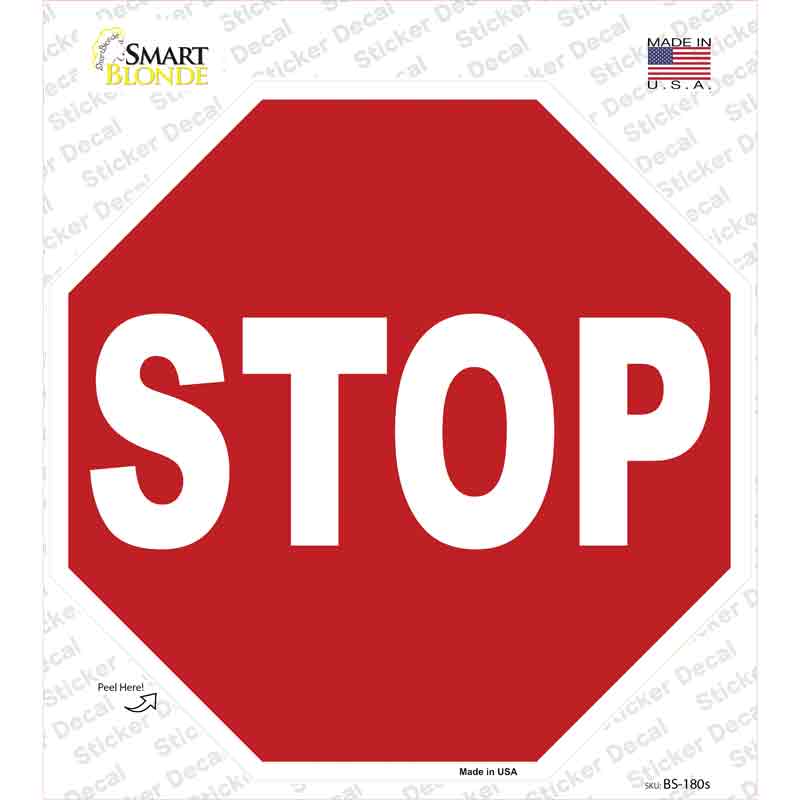 BS-180s-M Stop Novelty Octagon Sticker Decal - Medium