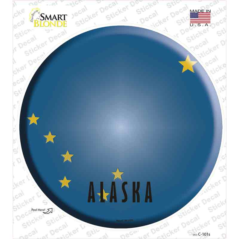 C-101s-M Alaska State Flag Novelty Circle Sticker Decal - Medium