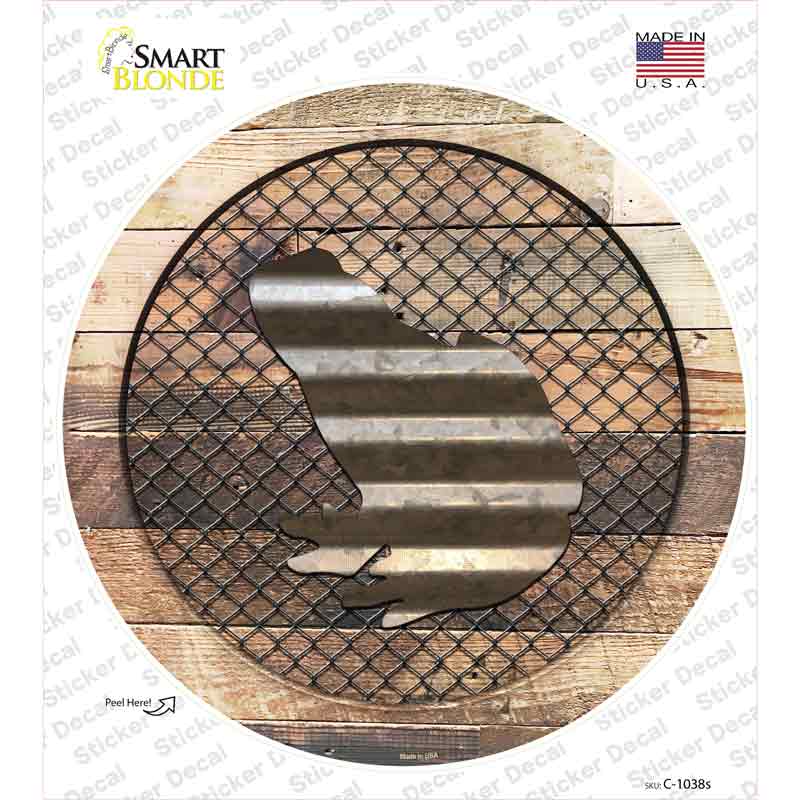 C-1038s-M Frog on Wood Novelty Circle Sticker Decal - Medium