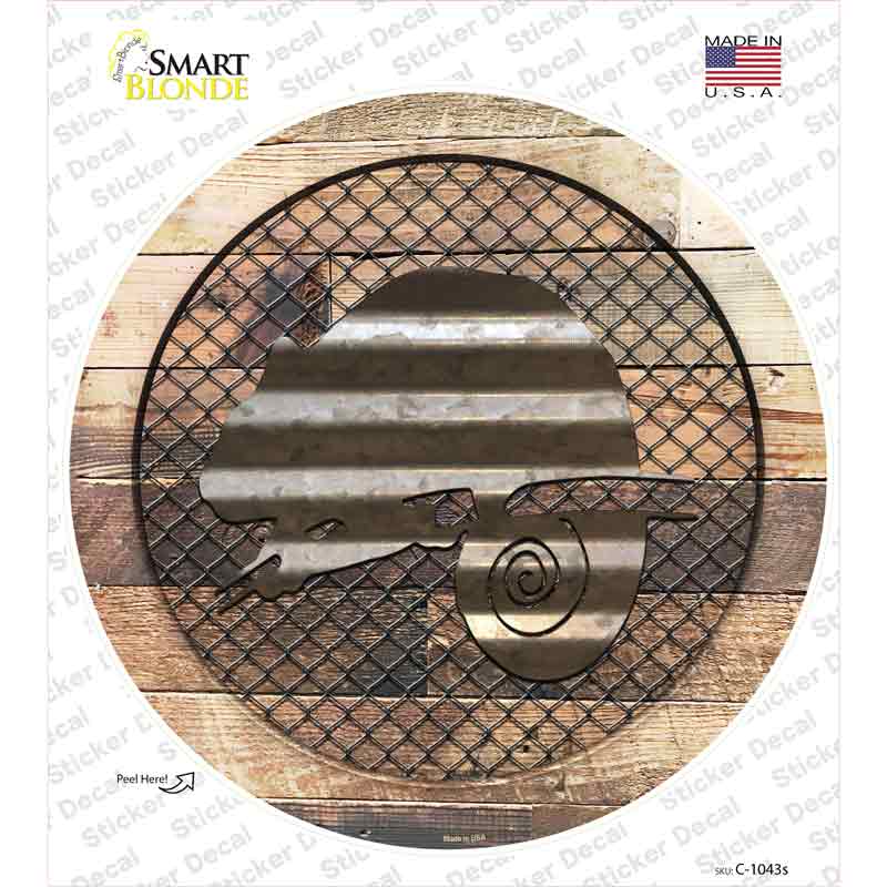 C-1043s-M Chameleon on Wood Novelty Circle Sticker Decal - Medium