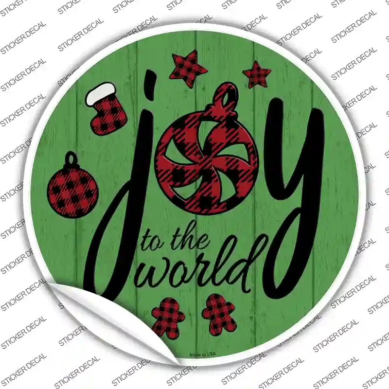 C-1353s-S Joy to the World Novelty Circle Sticker Decal - Small