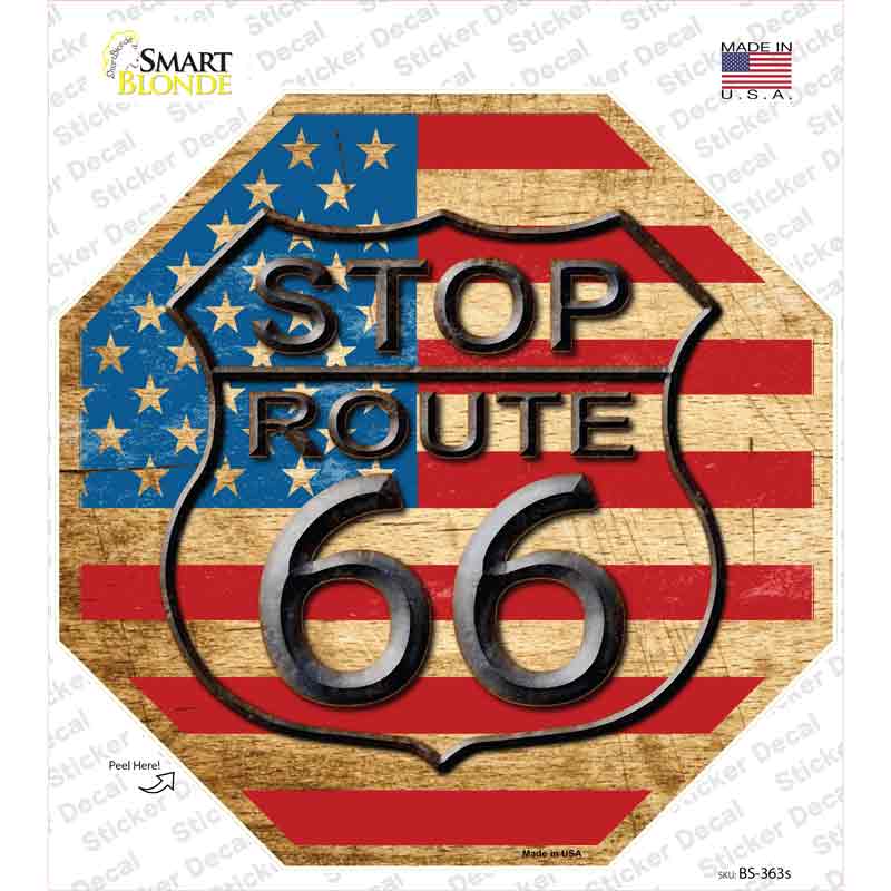 BS-363s-M Route 66 American Flag Vintage Novelty Octagon Sticker Decal - Medium