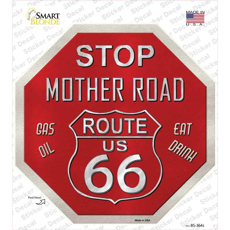 BS-364s-M Route 66 Mother Road Novelty Octagon Sticker Decal - Medium
