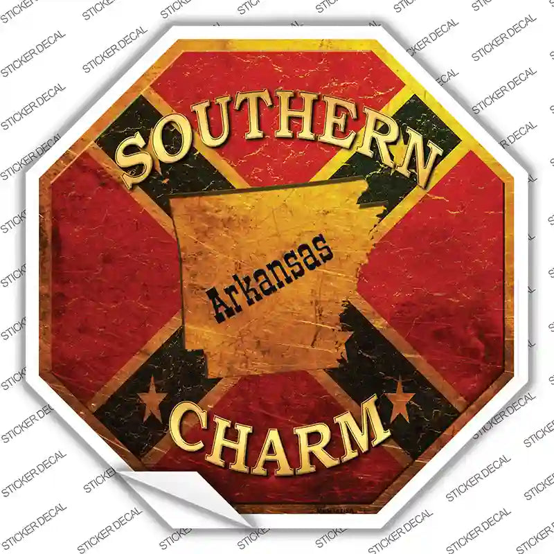 BS-366s-L Southern Charm Arkansas Novelty Octagon Sticker Decal - Large