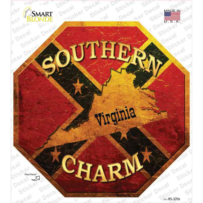 BS-370s-M Southern Charm Virginia Novelty Octagon Sticker Decal - Medium