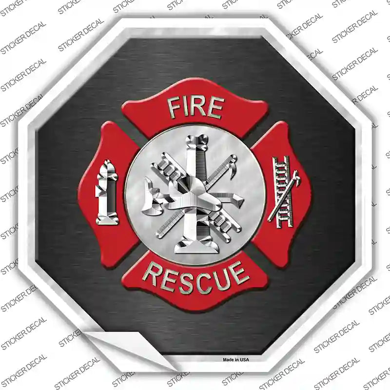 BS-379s-S Fire Rescue Novelty Octagon Sticker Decal - Small