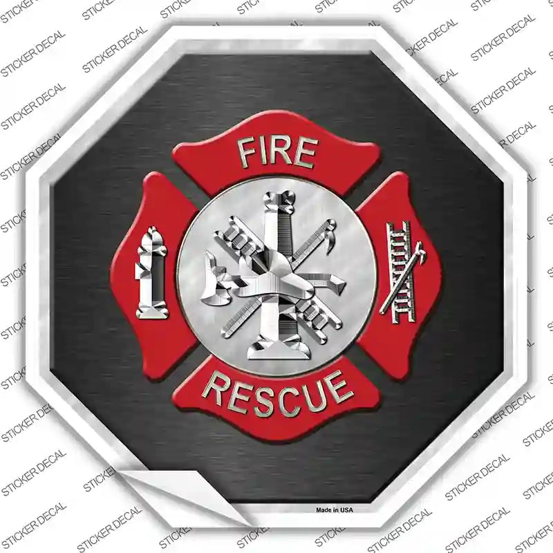 BS-379s-XL Fire Rescue Novelty Octagon Sticker Decal - Extra Large
