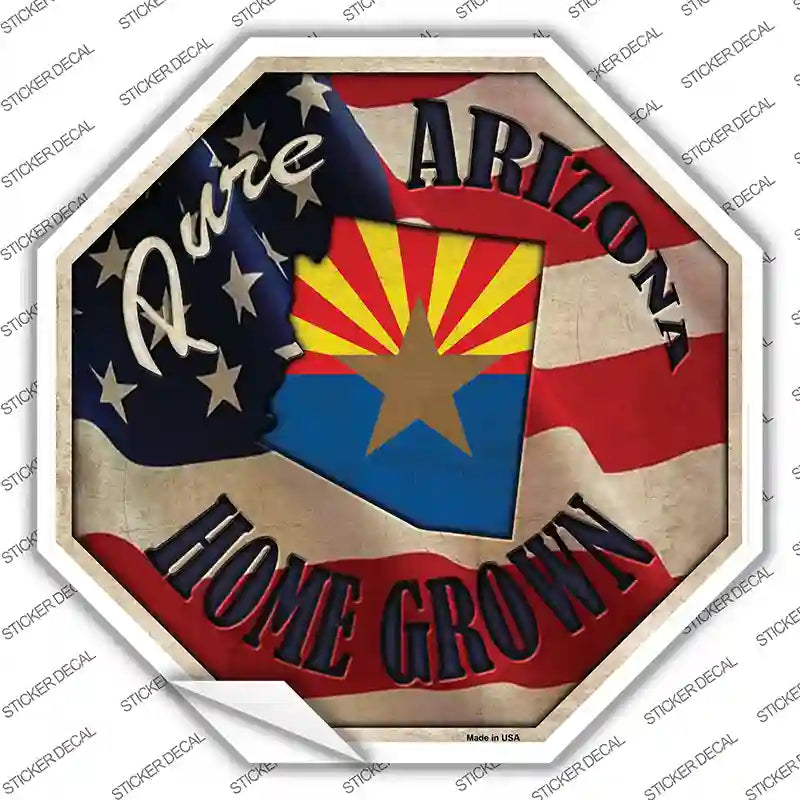 BS-404s-S Arizona Home Grown Novelty Octagon Sticker Decal - Small