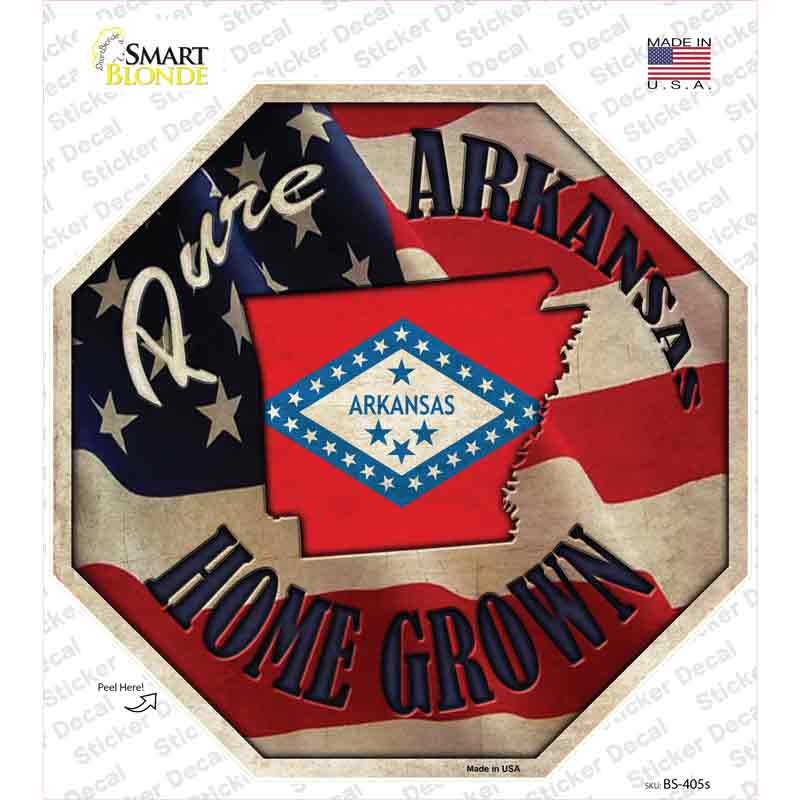 BS-405s-M Arkansas Home Grown Novelty Octagon Sticker Decal - Medium