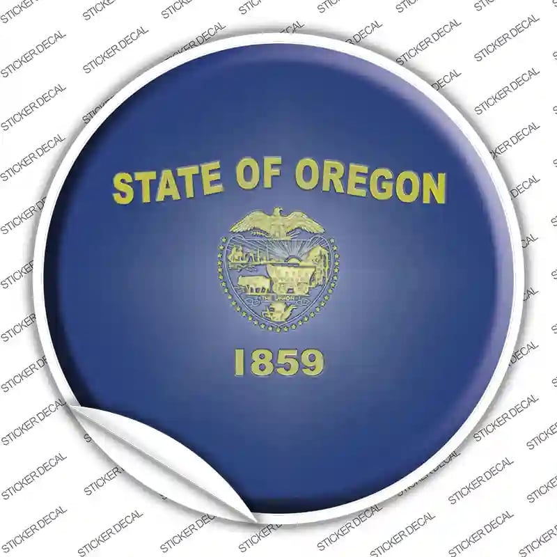 C-136s-XL Oregon State Flag Novelty Circle Sticker Decal - Extra Large