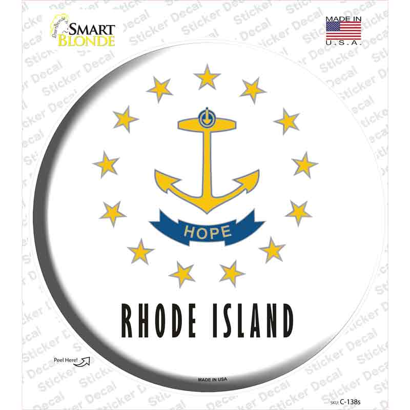C-138s-M Rhode Island State Flag Novelty Circle Sticker Decal - Medium