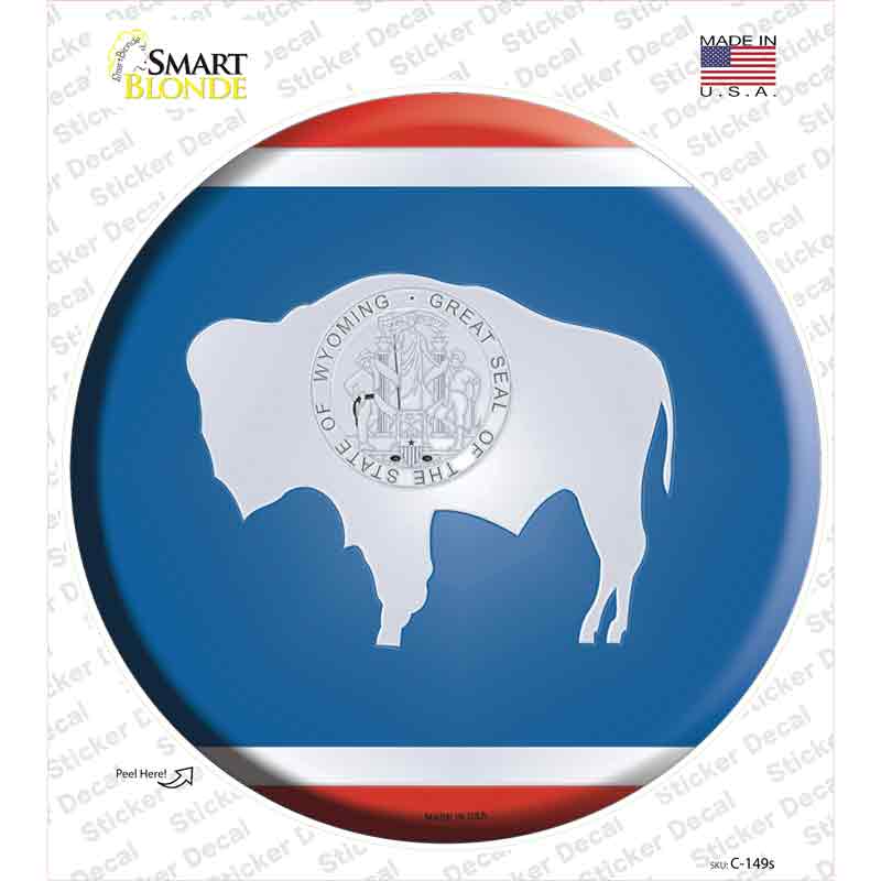 C-149s-M Wyoming State Flag Novelty Circle Sticker Decal - Medium