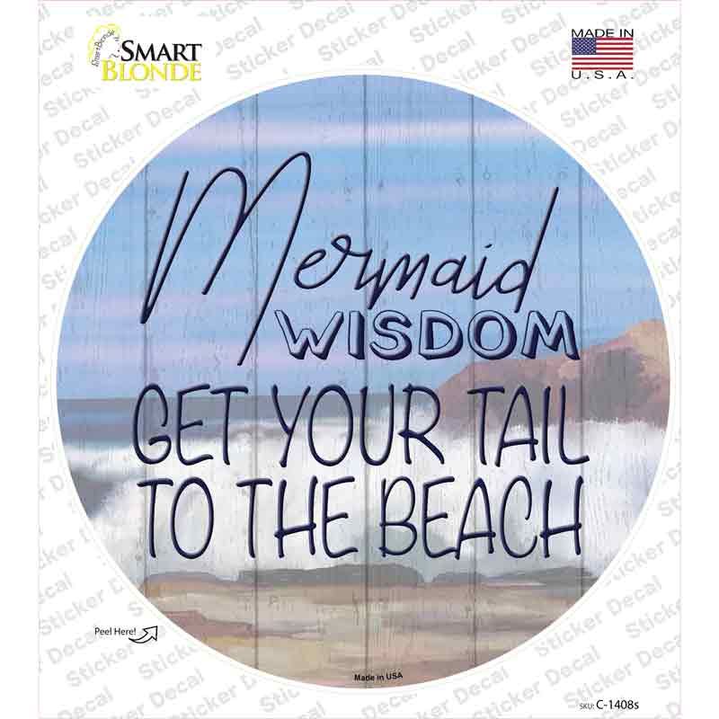 C-1408s-M Mermaid Wisdom Novelty Circle Sticker Decal - Medium