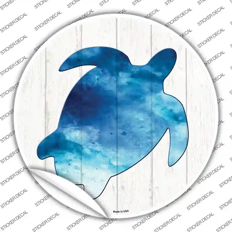 C-1410s-S Seaturtle Silhouette Novelty Circle Sticker Decal - Small