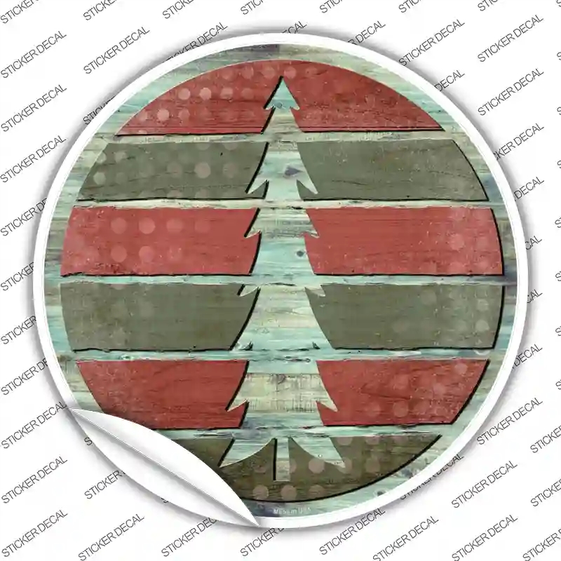 C-1559s-XL Tree Red & Green Novelty Circle Sticker Decal - Extra Large