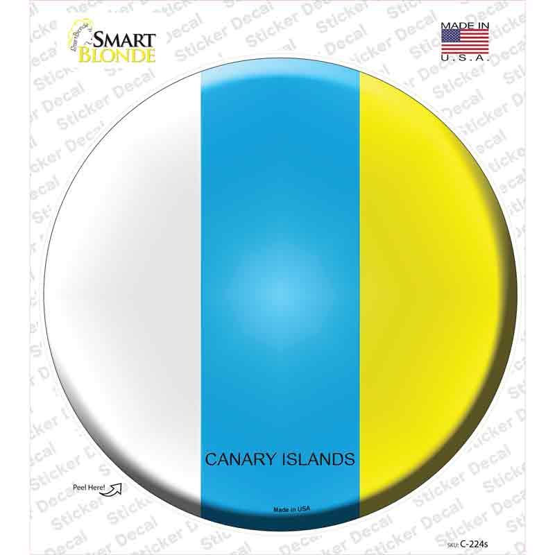 C-224s-M Canari Islands Country Novelty Circle Sticker Decal - Medium