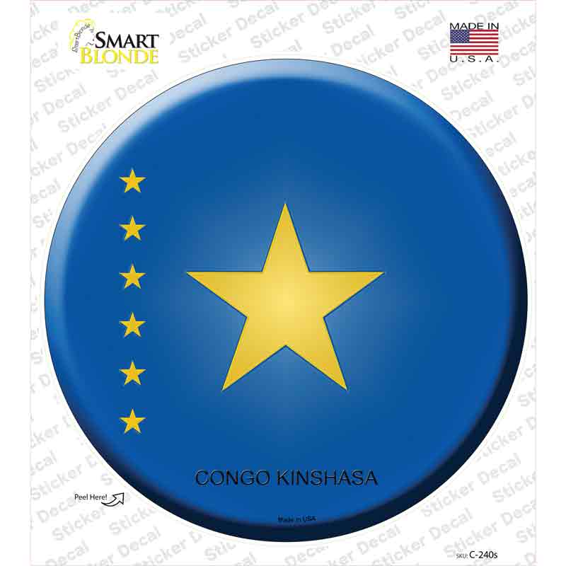 C-240s-M Congo Kinshasa Country Novelty Circle Sticker Decal - Medium