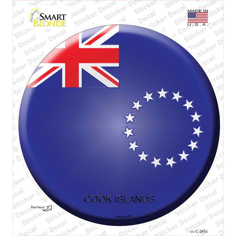 C-241s-M Cook Islands Country Novelty Circle Sticker Decal - Medium
