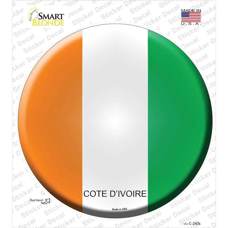 C-243s-M Cote Divoire Country Novelty Circle Sticker Decal - Medium
