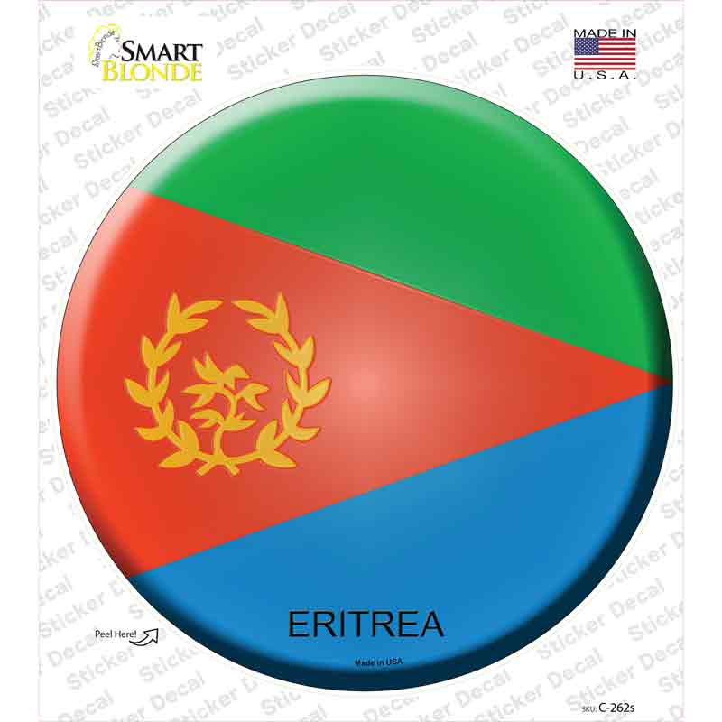 C-262s-M Eritrea Country Novelty Circle Sticker Decal - Medium