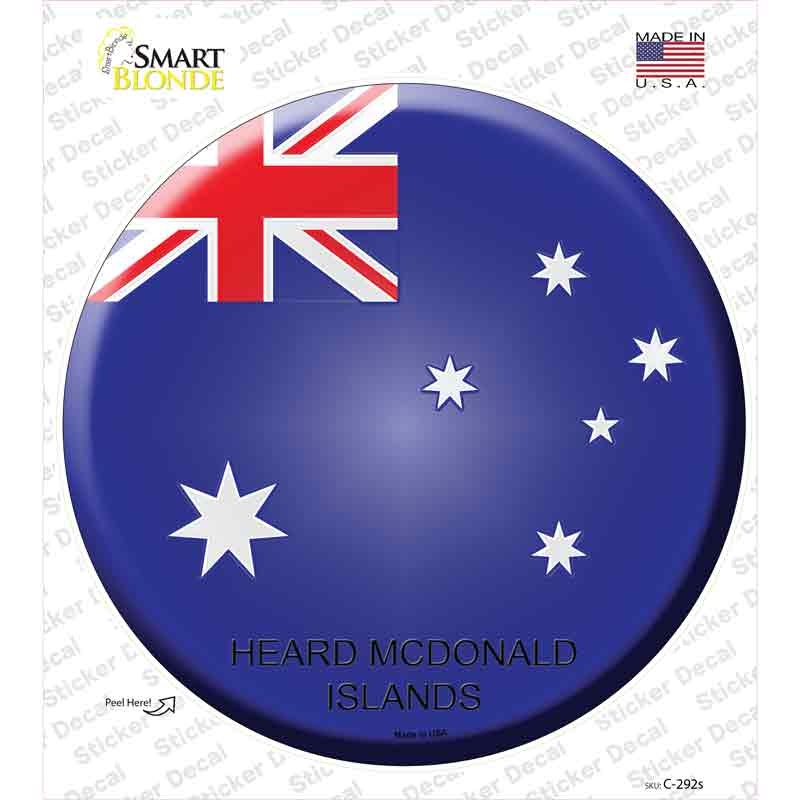 C-292s-M Heard McDonald Islands Country Novelty Circle Sticker Decal - Medium