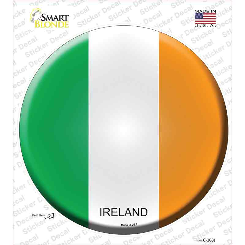 C-303s-M Ireland Country Novelty Circle Sticker Decal - Medium