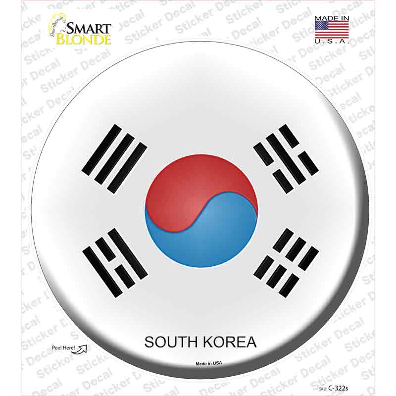 C-322s-M South Korea Country Novelty Circle Sticker Decal - Medium