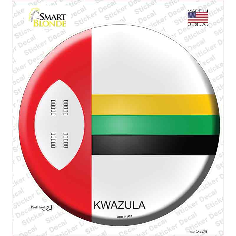 C-324s-M Kwazula Country Novelty Circle Sticker Decal - Medium