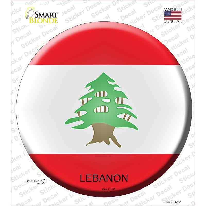 C-328s-M Lebanon Country Novelty Circle Sticker Decal - Medium