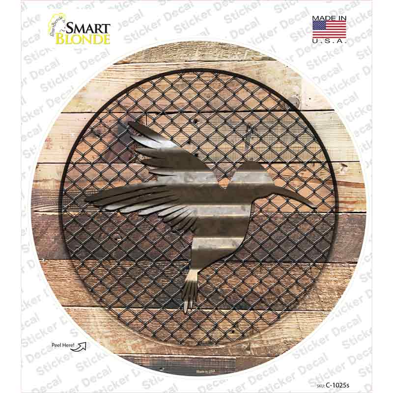 C-1025s-M Hummingbird on Wood Novelty Circle Sticker Decal - Medium