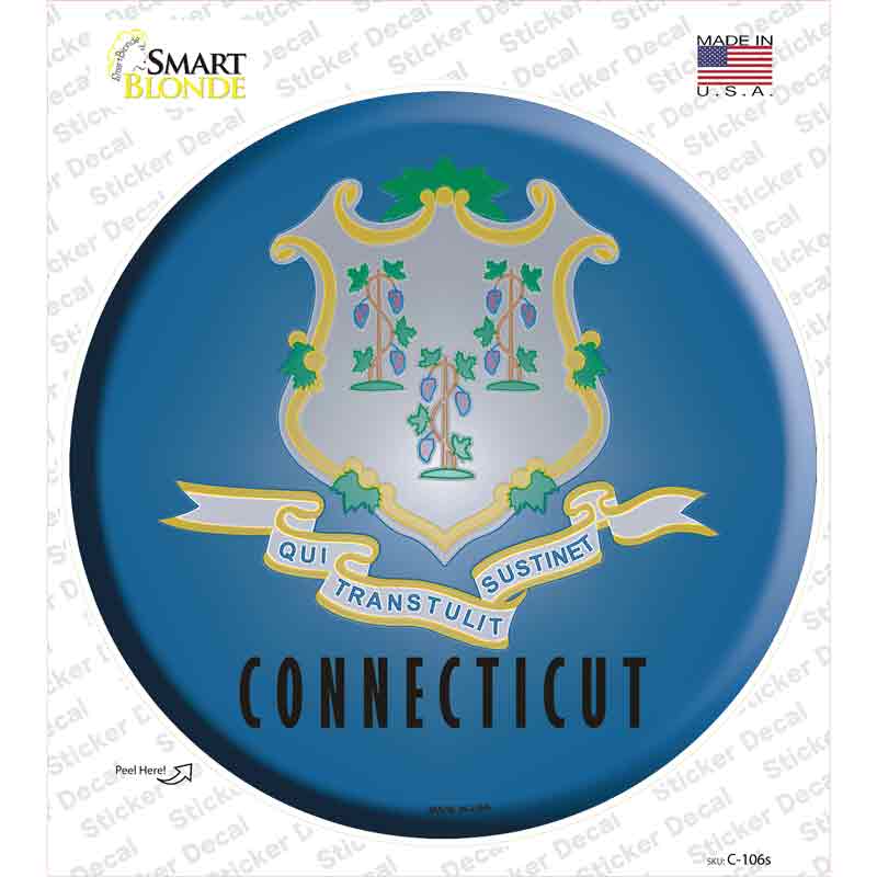 C-106s-M Connecticut State Flag Novelty Circle Sticker Decal - Medium