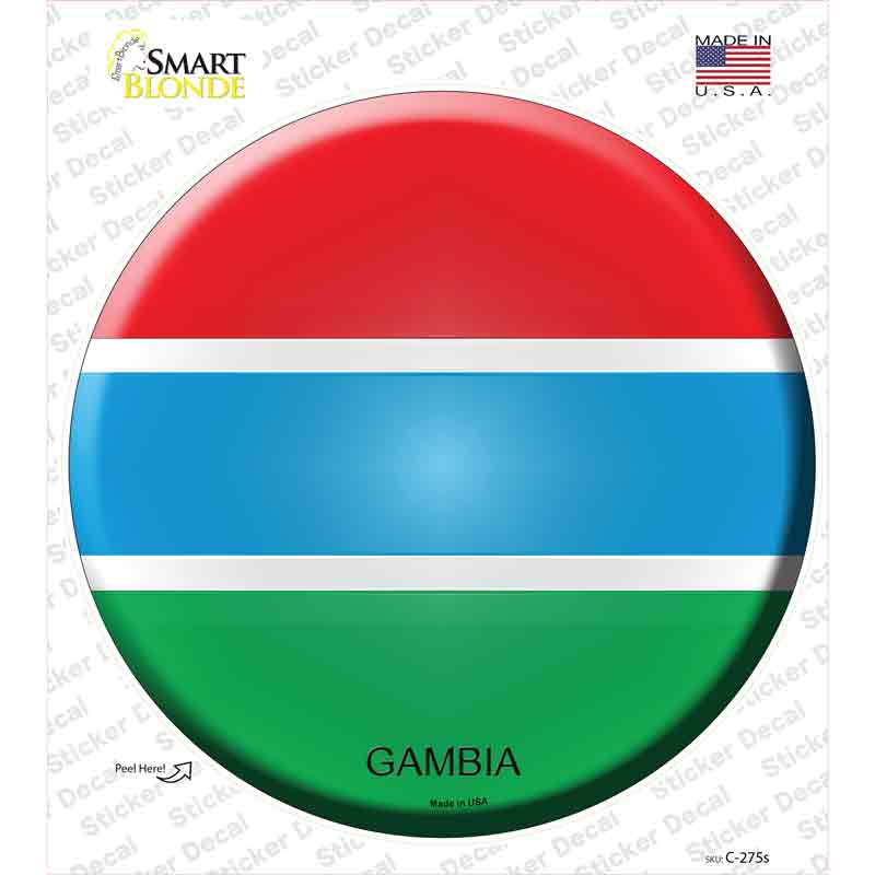 C-275s-M Gambia Country Novelty Circle Sticker Decal - Medium