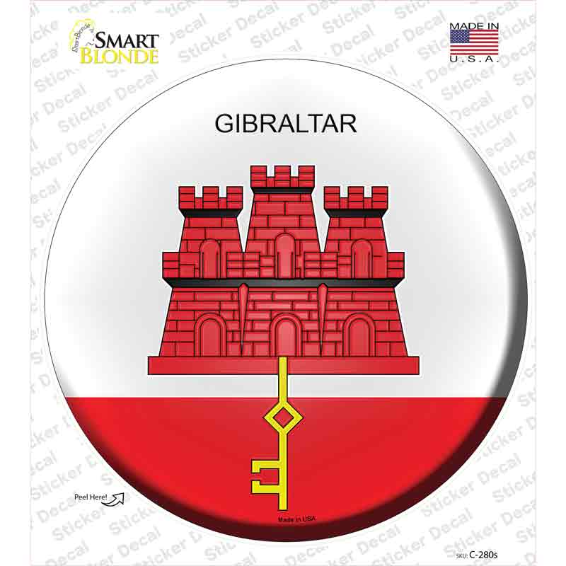C-280s-M Gibraltar Country Novelty Circle Sticker Decal - Medium