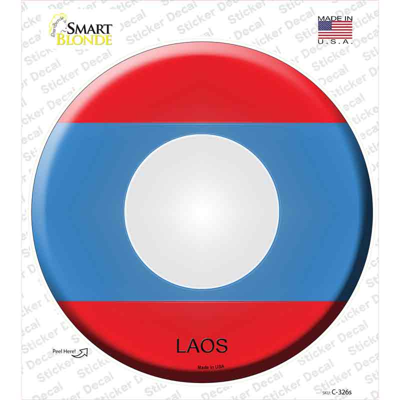 C-326s-M Laos Country Novelty Circle Sticker Decal - Medium