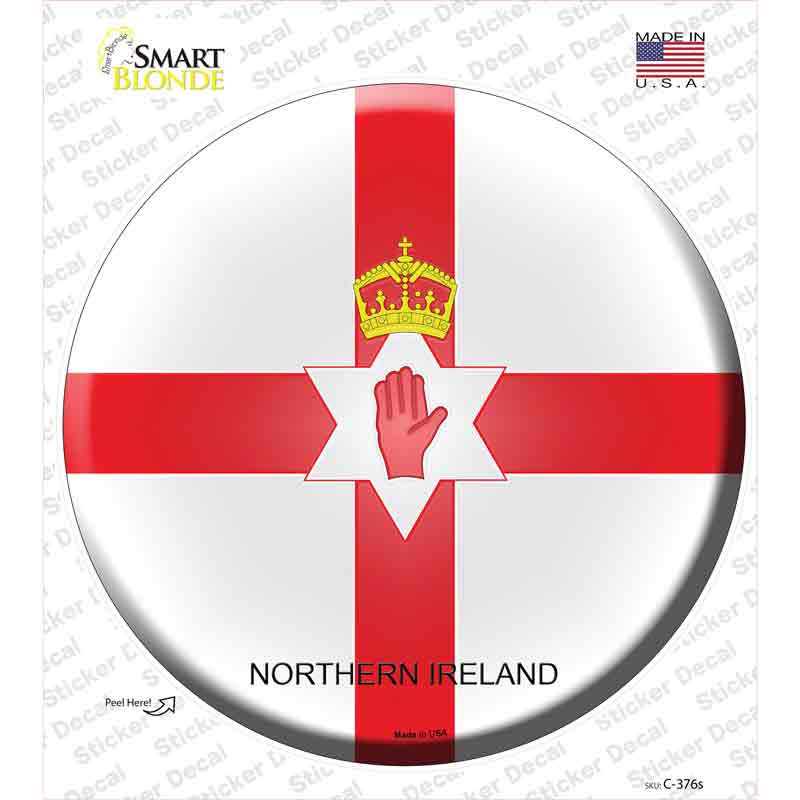 C-376s-M Northern Ireland Country Novelty Circle Sticker Decal - Medium