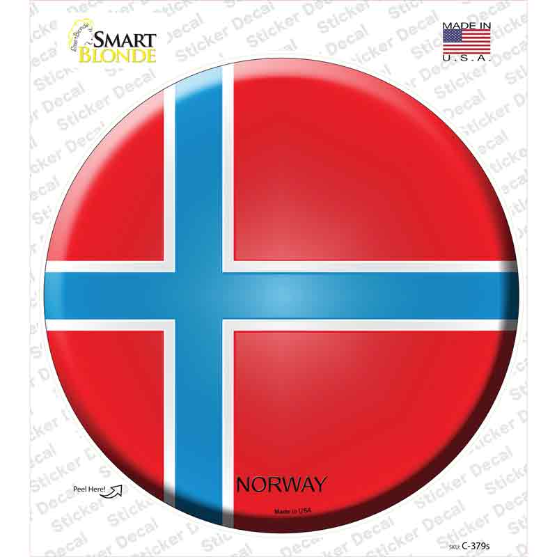 C-379s-M Norway Country Novelty Circle Sticker Decal - Medium