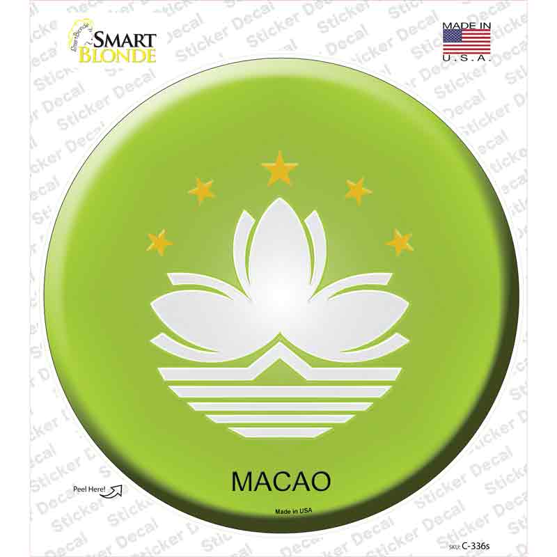 C-336s-M Macao Country Novelty Circle Sticker Decal - Medium