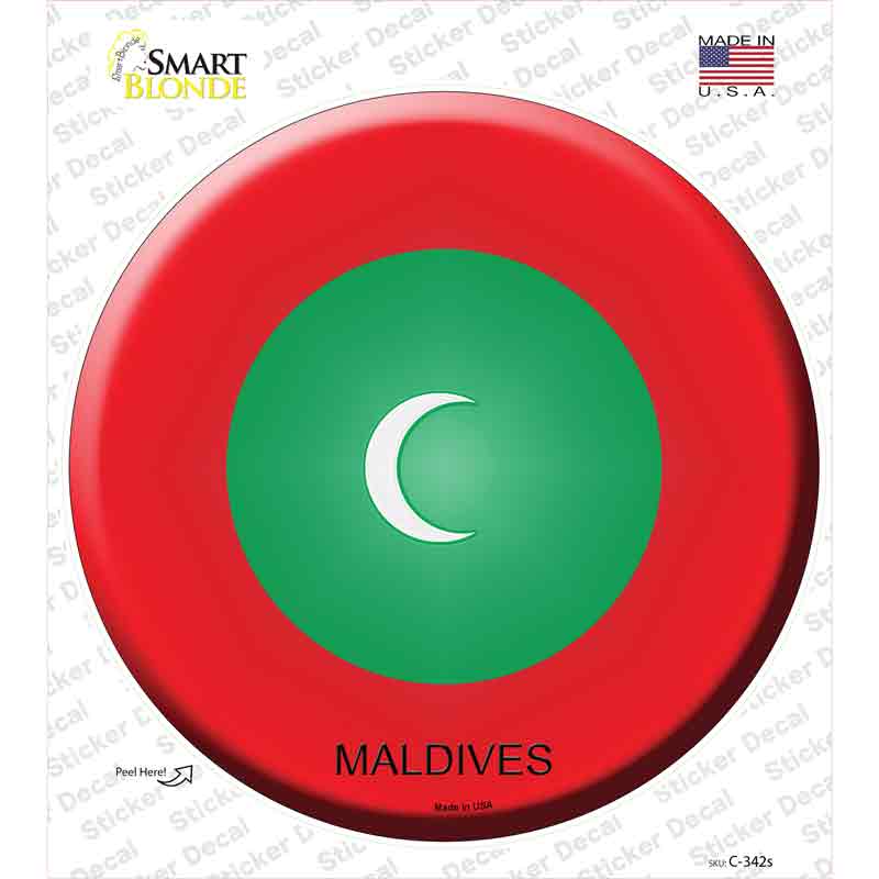 C-342s-M Maldives Country Novelty Circle Sticker Decal - Medium