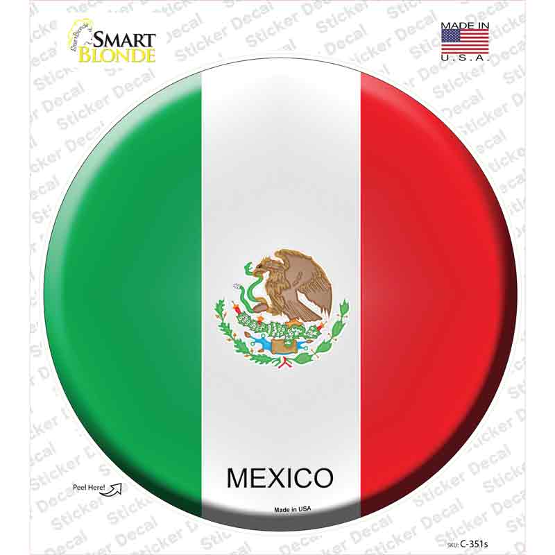 C-351s-M Mexico Country Novelty Circle Sticker Decal - Medium