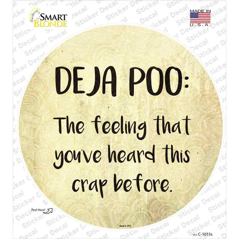 C-1015s-M Deja Poo Definition Novelty Circle Sticker Decal - Medium