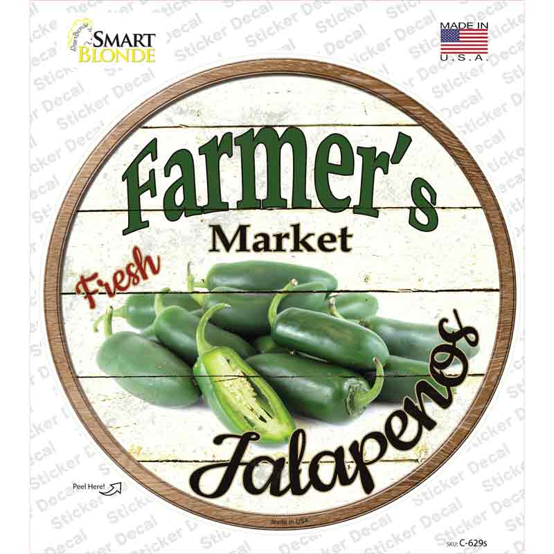 C-629s-M Farmers Market Jalapenos Novelty Circle Sticker Decal - Medium