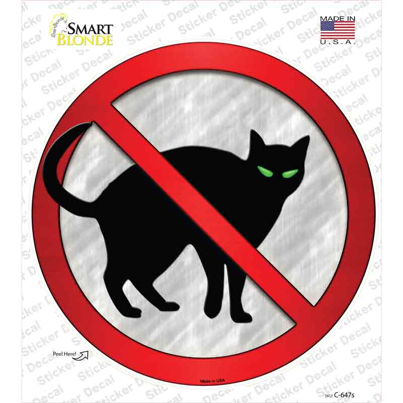 C-647s-M No Cats Novelty Circle Sticker Decal - Medium