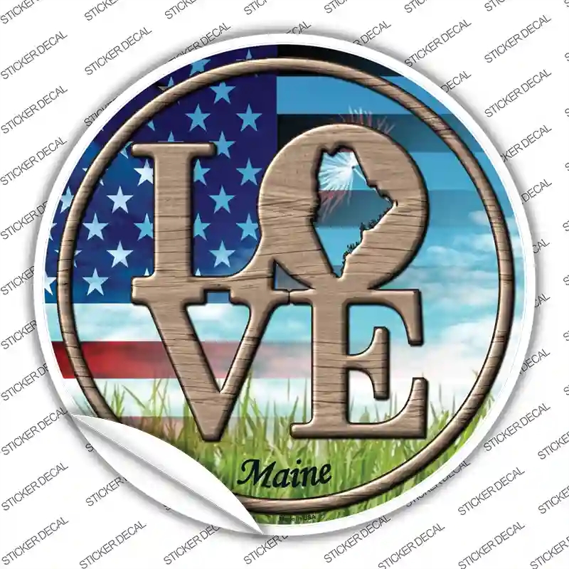 C-684s-S Love Maine Novelty Circle Sticker Decal - Small