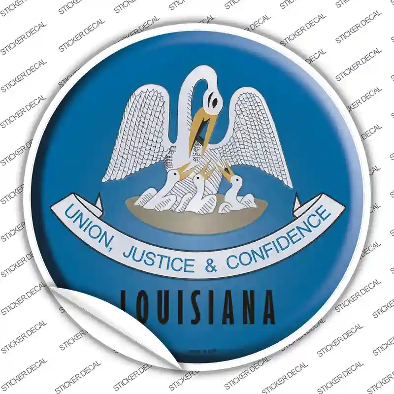 C-117s-L Louisiana State Flag Novelty Circle Sticker Decal - Large