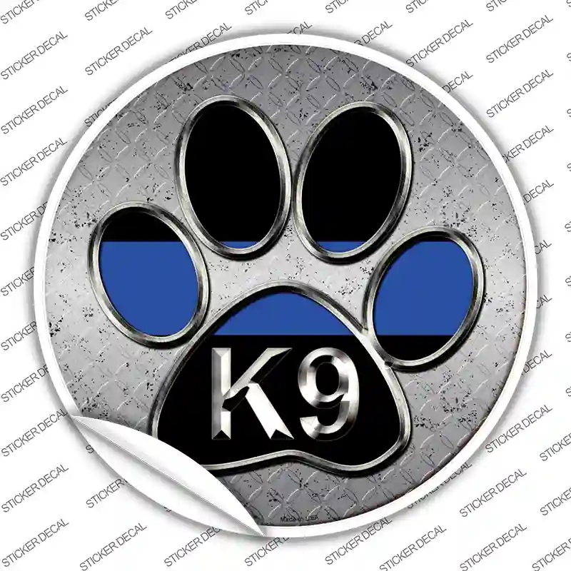 C-716s-L Paw Thin Blue Line K-9 Novelty Circle Sticker Decal - Large
