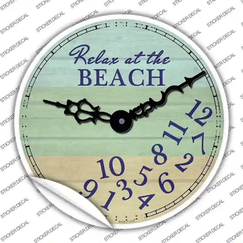 C-1216s-L Relax At the Beach Novelty Circle Sticker Decal - Large