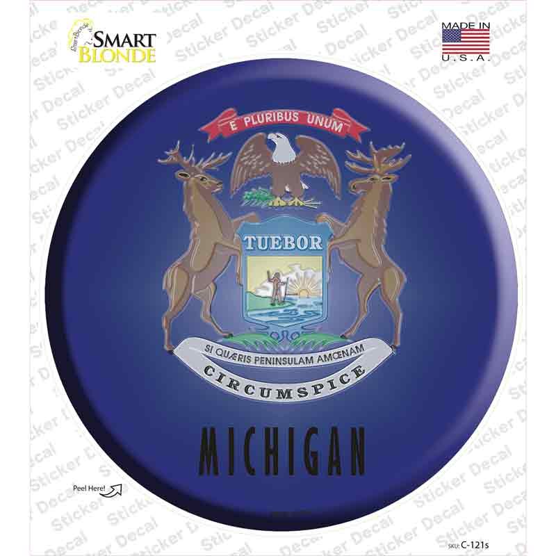 C-121s-M Michigan State Flag Novelty Circle Sticker Decal - Medium
