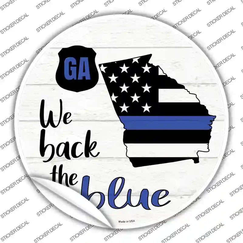 C-1239s-S Georgia Back the Blue Novelty Circle Sticker Decal - Small