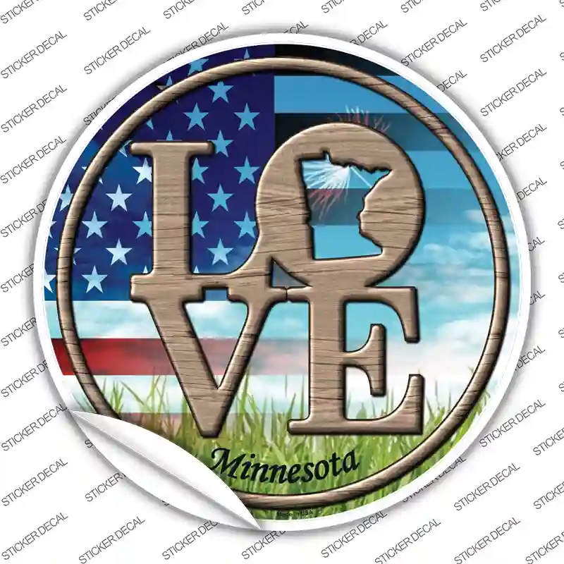 C-688s-S Love Minnesota Novelty Circle Sticker Decal - Small