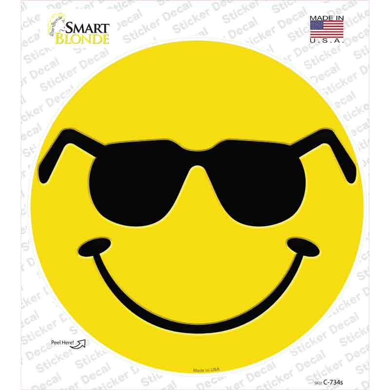 C-734s-M Shades Smile Novelty Circle Sticker Decal - Medium